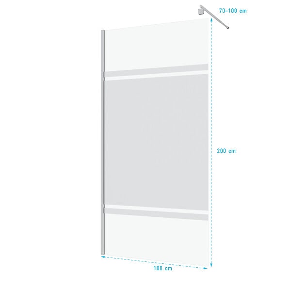 AURLANE - Paroi de Douche 100x200cm - Bande Miroir - Barre de Fixation Extensible et Profil Chrome - large