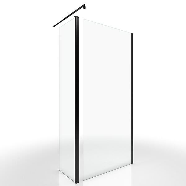 AURLANE - Paroi de Douche et Volet Pivotant 90+40x200 cm - Verre Transparent - Barre de Fixation Noire - large
