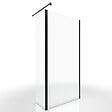 AURLANE - Paroi de Douche et Volet Pivotant 90+40x200 cm - Verre Transparent - Barre de Fixation Noire - vignette