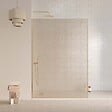 AURLANE - Paroi de douche 140x200cm - Verre feuilleté avec tissu doré - Encadrement Or Brossé - COUTURE - vignette