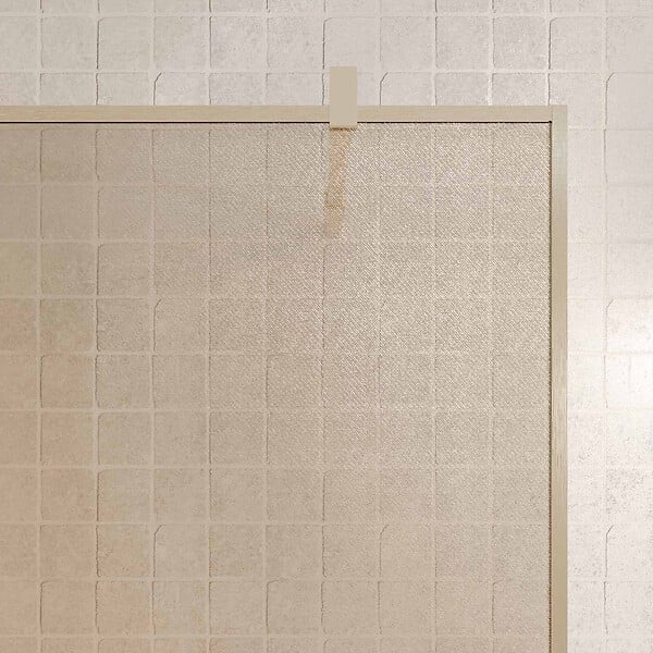 AURLANE - Paroi de douche 140x200cm - Verre feuilleté avec tissu doré - Encadrement Or Brossé - COUTURE - large