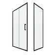 AURLANE - Porte de douche + Retour 100x80x200 cm - Verre 6 mm - Profilé Noir - CRUSH - vignette