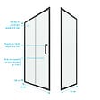 AURLANE - Porte de douche + Retour 100x80x200 cm - Verre 6 mm - Profilé Noir - CRUSH - vignette