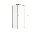 AURLANE - Retour pour Porte de Douche 80x195cm Verre Trempe 8mm Anticalcaire - Alu Noir - DARK ELEMENTARY - vignette