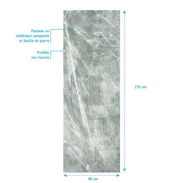 AURLANE - Panneau Mural Pierre Finition Artic Green 90 x 210 cm - STONE'IT ARTIC GREEN - large