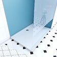 AURLANE - Pack Douche a l'Italienne 90x120 - Kit Panneaux Muraux Bleu/Chrome + Receveur + Paroi Depolie 8 mm - vignette