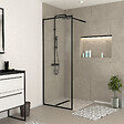 AURLANE - Paroi de Douche 80x200 cm - Cadre et Bras Aluminium NOIR MAT - DARK CONTOURING - vignette