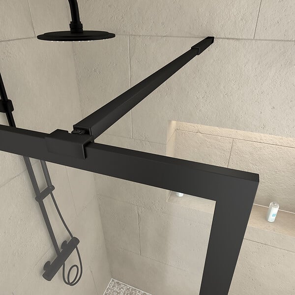 AURLANE - Paroi de Douche 80x200 cm - Cadre et Bras Aluminium NOIR MAT - DARK CONTOURING - large