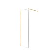 AURLANE - Paroi de Douche 60x195 cm en Verre Trempé 5 mm - Finition Or Brossé - GOLD ELEMENTARY - vignette