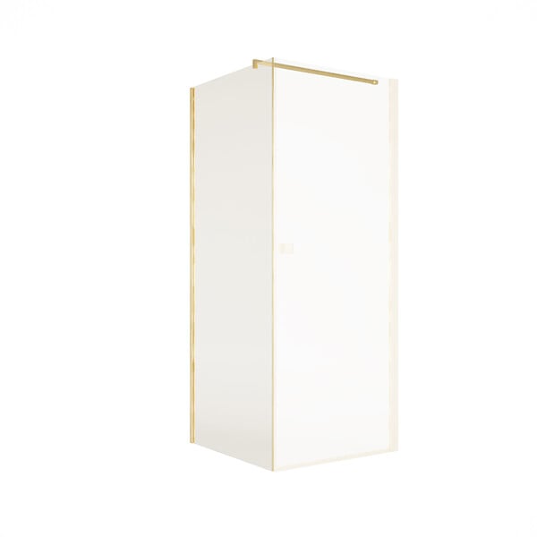 AURLANE - Retour pour Porte de Douche 90x180 cm Verre Trempe 5mm - Finition Or Brosse - GOLD ELEMENTARY - large