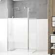 AURLANE - Paroi de Douche et Volet Pivotant 100+40x200 cm - Bande Dépolie - Barre de Fixation Chrome - vignette