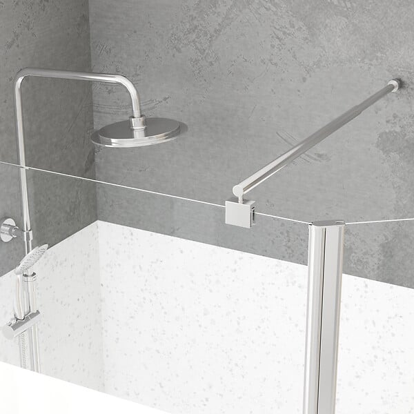 AURLANE - Paroi de Douche et Volet Pivotant 100+40x200 cm - Bande Dépolie - Barre de Fixation Chrome - large