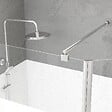 AURLANE - Paroi de Douche et Volet Pivotant 100+40x200 cm - Bande Dépolie - Barre de Fixation Chrome - vignette
