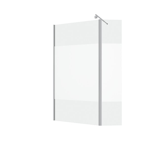 AURLANE - Paroi de Douche et Volet Pivotant 100+40x200 cm - Bande Dépolie - Barre de Fixation Chrome - large