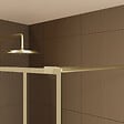 AURLANE - Paroi de douche à l'italienne 120x195cm Sérigraphie Art Déco Arrondie - Or Brossé - GATSBY - vignette