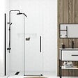 AURLANE - Porte de Douche Coulissante 120x195cm Verre Trempé Transparent 6mm - Finition Noire Mate - SLIDE-IN - vignette