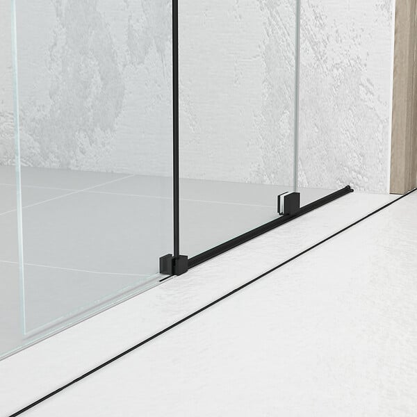 AURLANE - Porte de Douche Coulissante 120x195cm Verre Trempé Transparent 6mm - Finition Noire Mate - SLIDE-IN - large