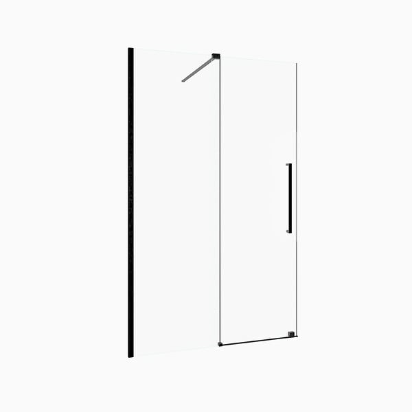 AURLANE - Porte de Douche Coulissante 120x195cm Verre Trempé Transparent 6mm - Finition Noire Mate - SLIDE-IN - large