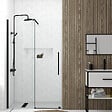 AURLANE - Porte de Douche Coulissante 120x195cm Verre Trempé Transparent 6mm - Finition Noire Mate - SLIDE-IN - vignette