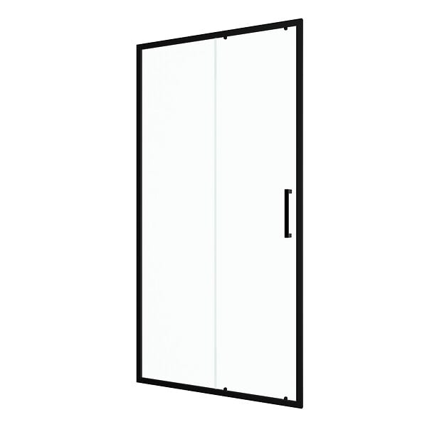 AURLANE - Porte de douche coulissante 100x200 cm - Verre transparent - Profilé Noir - CRUSH - large