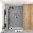 AURLANE - Paroi de Douche 80x195 cm en Verre Trempé 5 mm - Finition Noire - DARK ELEMENTARY - vignette