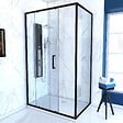 AURLANE - Porte de douche + Retour 120x80x200 cm - Verre 6 mm - Profilé Noir - CRUSH - vignette