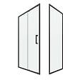 AURLANE - Porte de douche + Retour 120x80x200 cm - Verre 6 mm - Profilé Noir - CRUSH - vignette