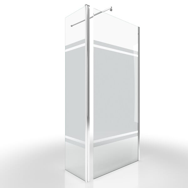 AURLANE - Paroi de Douche et Volet Pivotant 90+40x200 cm - Bandeau Miroir - Barre de Fixation Chrome - large