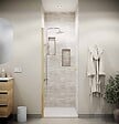 AURLANE - Porte de Douche Pivotante 90x180 cm en Verre Trempe 5 mm - Finition Or Brosse - GOLD ELEMENTARY - vignette