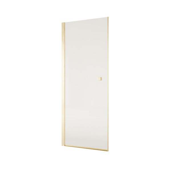 AURLANE - Porte de Douche Pivotante 90x180 cm en Verre Trempe 5 mm - Finition Or Brosse - GOLD ELEMENTARY - large