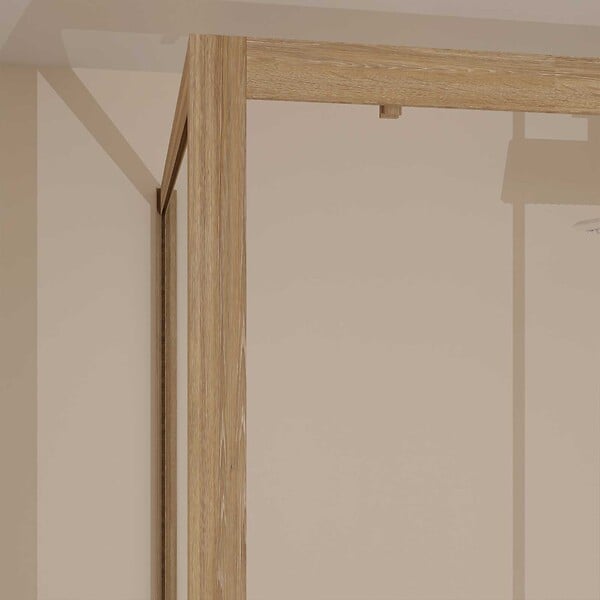 AURLANE - Paroi de retour 80x200cm - Profilés Aluminium effet Bois - Verre Trempé 6mm - WOOD CRUSH - large