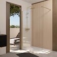 AURLANE - Paroi de Douche 120x195 cm en Verre Trempé 5 mm - Finition Or Brossé - GOLD ELEMENTARY - vignette