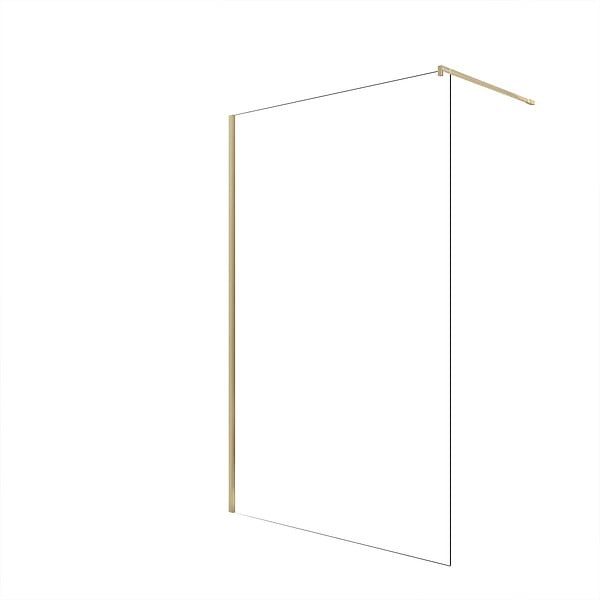 AURLANE - Paroi de Douche 120x195 cm en Verre Trempé 5 mm - Finition Or Brossé - GOLD ELEMENTARY - large