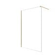 AURLANE - Paroi de Douche 120x195 cm en Verre Trempé 5 mm - Finition Or Brossé - GOLD ELEMENTARY - vignette