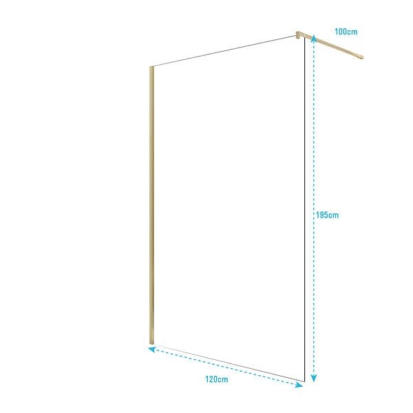 AURLANE - Paroi de Douche 120x195 cm en Verre Trempé 5 mm - Finition Or Brossé - GOLD ELEMENTARY - large