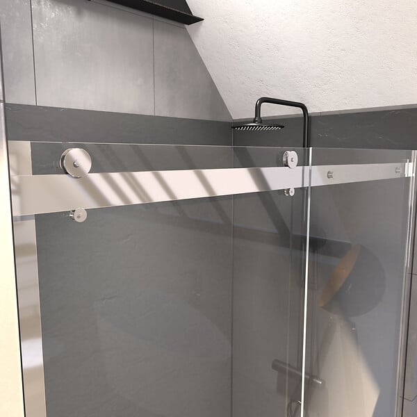 AURLANE - Porte de douche 140x200 cm + 1 porte coulissante verre trempé 8mm - sens d'ouverture réversible - large