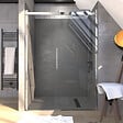 AURLANE - Porte de douche 140x200 cm + 1 porte coulissante verre trempé 8mm - sens d'ouverture réversible - vignette