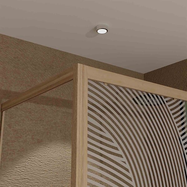 AURLANE - Porte de Douche Coulissante avec Retour 120x90x200cm Style Japandi Arrondi - Cadre Effet Bois - large