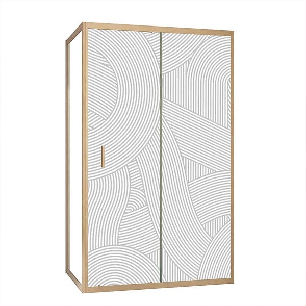 AURLANE - Porte de Douche Coulissante avec Retour 120x90x200cm Style Japandi Arrondi - Cadre Effet Bois - large