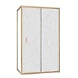 AURLANE - Porte de Douche Coulissante avec Retour 120x90x200cm Style Japandi Arrondi - Cadre Effet Bois - vignette