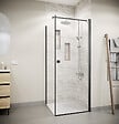 AURLANE - Porte de Douche Pivotante 90x195cm et Retour 80cm - Verre 8mm Anticalcaire - Profil Noir - vignette