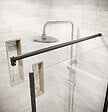AURLANE - Porte de Douche Pivotante 90x195cm et Retour 80cm - Verre 8mm Anticalcaire - Profil Noir - vignette