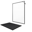 AURLANE - Paroi de douche 140x200 + receveur a poser 140x90 cm + cadre et barre noir mat - CONTOURING 140 - vignette