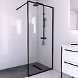 AURLANE - Paroi de Douche 90x200 cm - Cadre et Bras Aluminium NOIR MAT - DARK CONTOURING - vignette