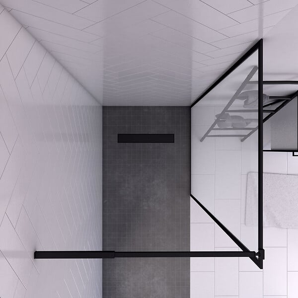 AURLANE - Paroi de Douche 90x200 cm - Cadre et Bras Aluminium NOIR MAT - DARK CONTOURING - large