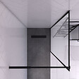 AURLANE - Paroi de Douche 90x200 cm - Cadre et Bras Aluminium NOIR MAT - DARK CONTOURING - vignette