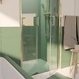 AURLANE - Porte de Douche Double Battant 90x200cm - Verre Trempé Transparent 6mm - Profil Or Doré Brossé - vignette