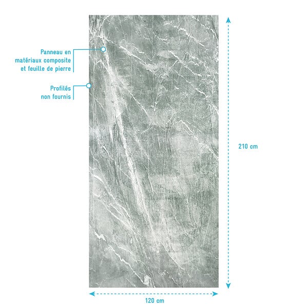 AURLANE - Panneau Mural Pierre Finition Artic Green 120 x 210 cm - STONE'IT ARTIC GREEN - large