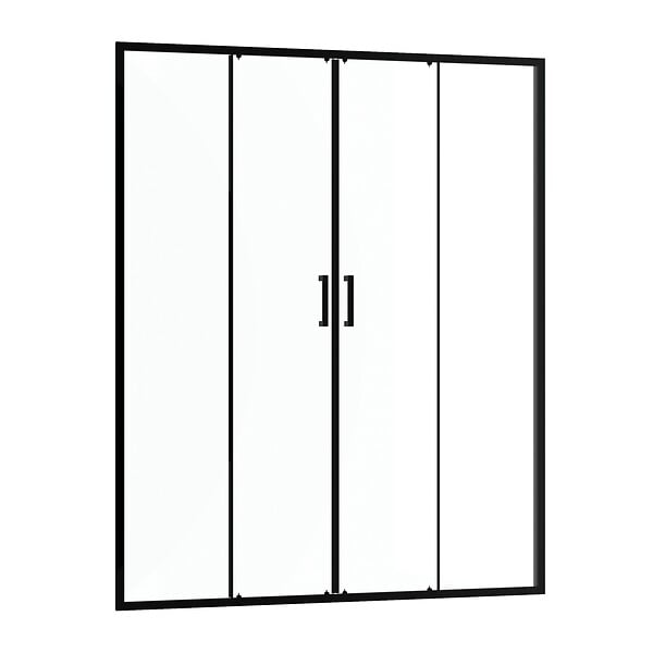 AURLANE - Porte de douche Double Coulissant 160x200 cm - Verre transparent - Profilé Noir - CRUSH - large