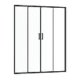 AURLANE - Porte de douche Double Coulissant 160x200 cm - Verre transparent - Profilé Noir - CRUSH - vignette
